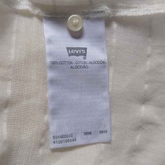 Levi's Cream Lightweight Sheer Short Sleeve Popover Tunic sz S - Picture 6 of 7